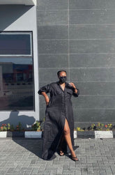 Olivia Linen Dress Black